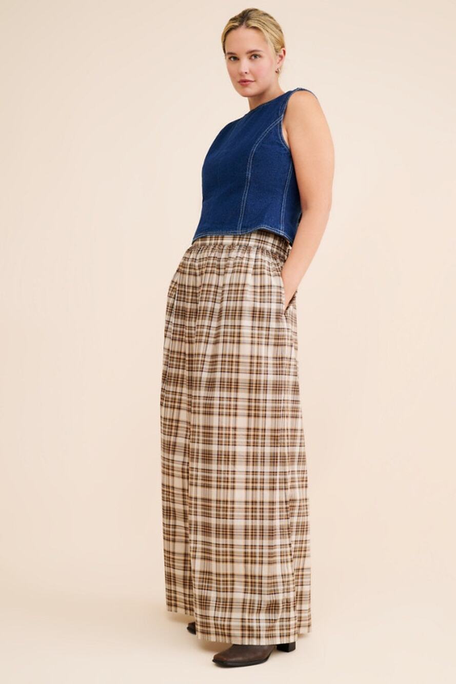 Selkie Wide Leg Plaid The Jo Trouser Size 1X EUC Grunge 90s Bohemian Flowy